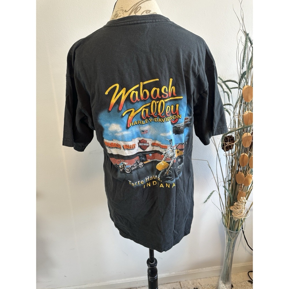 Vintage 2005's‎ Harley Davidson Hot On The Road T Shirt Wabash Valley IN  Large